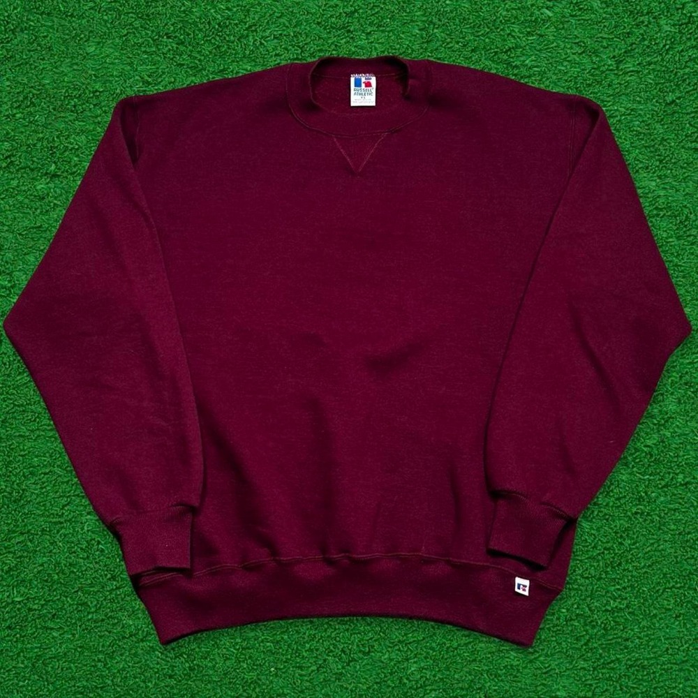 Vintage 90s Made In USA Russell Athletic Red Blank Sweatshirt